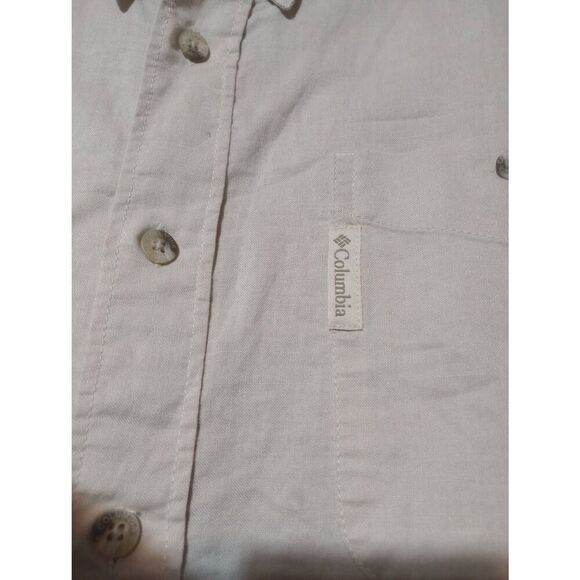 Columbia Shirt Men's Extra Large Cream‎ Button Front Short Sleeve - Picture 4 of 8